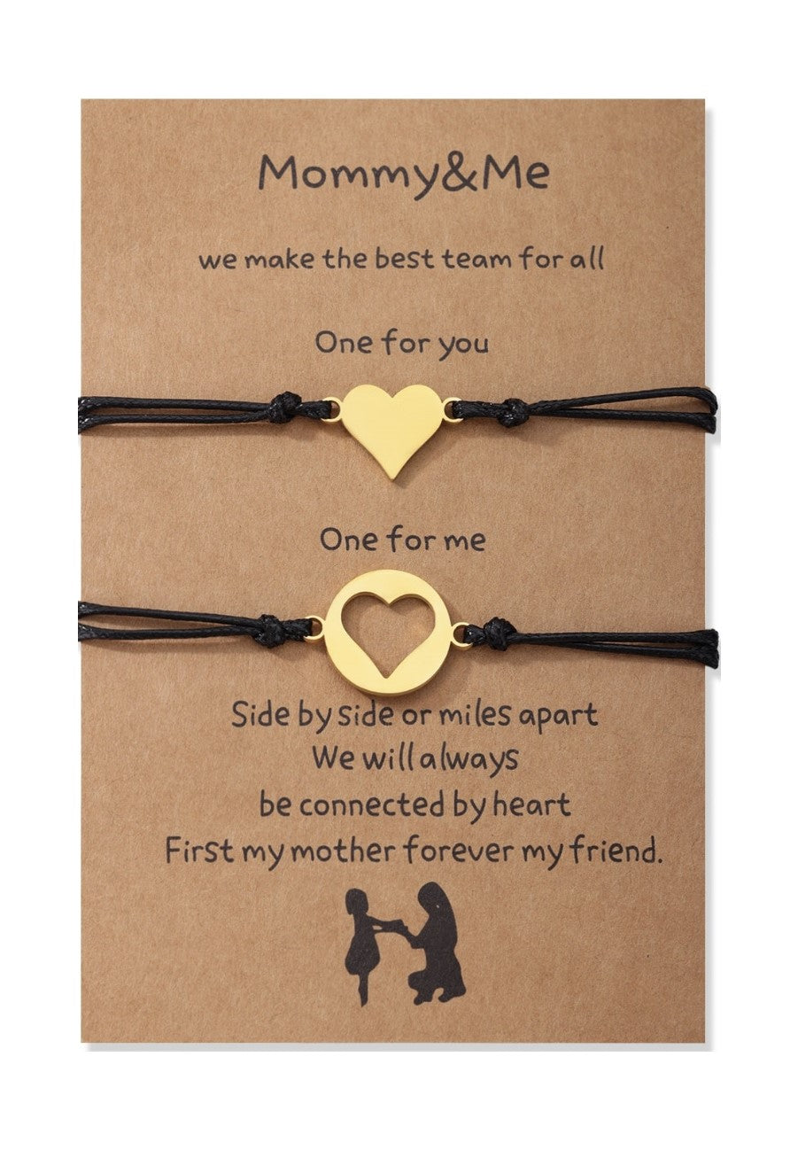 Set Di 2 Bracciali Mamma E Figlia - Ciondolo Cuore Infinito, Regolabili, In Nylon, Con Biglietto D'Auguri, Idea Regalo