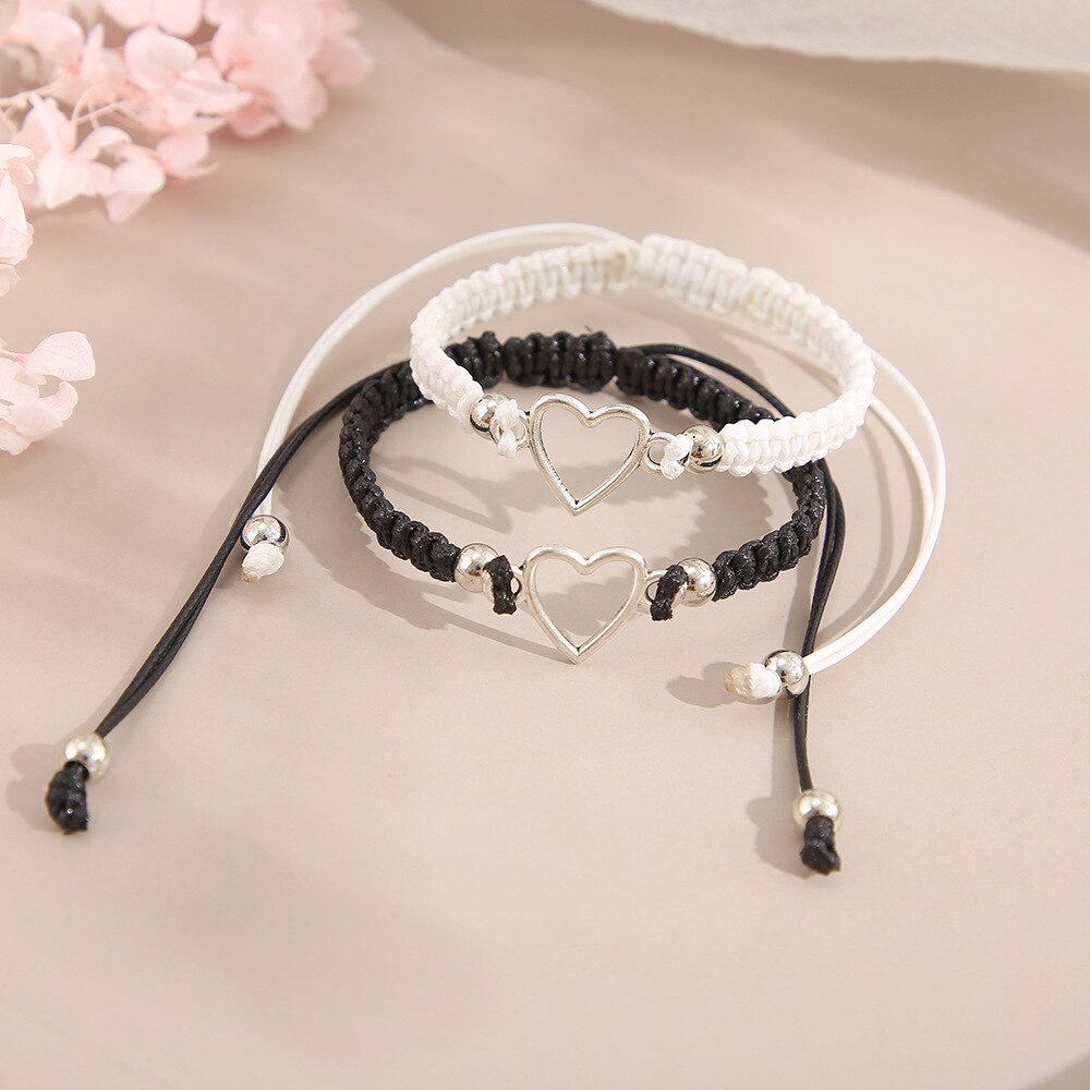 Bracciale Donna Con Pietre Naturali E Cuore | Regolabile 16-26 Cm, Lega Antigraffio, Ideale Per Coppie E Amiche, Con Biglietto Di Auguri