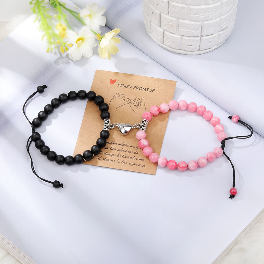 Bracciali Dell'Amicizia In 2 Pezzi Con Cuore – Regalo Significativo Per Migliore Amica, Fatto A Mano E Regolabile